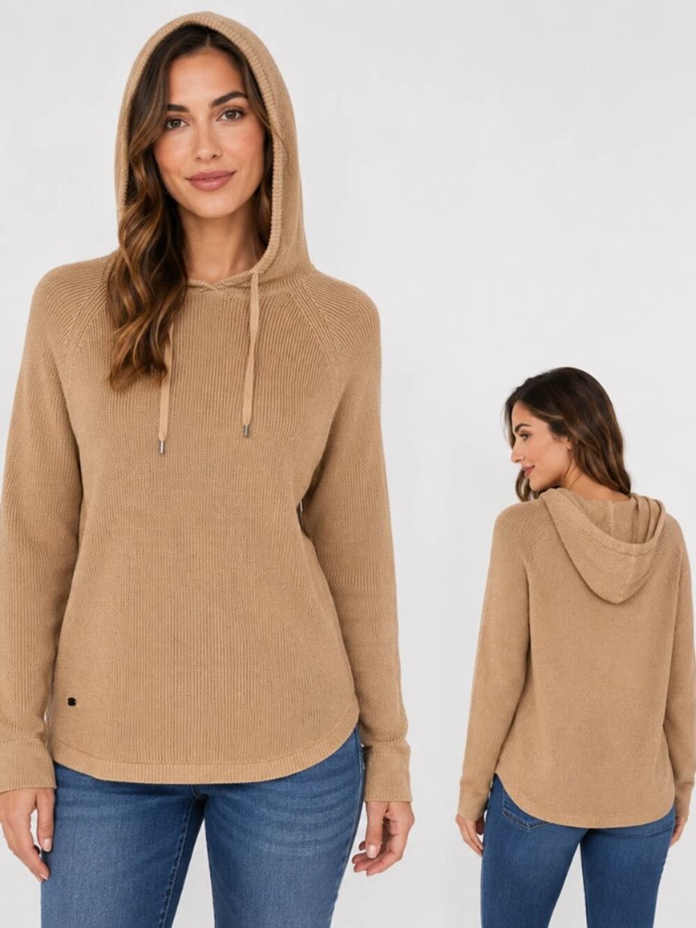 Lauren Ralph Lauren Camel Knit Hoodie M Quiet Luxury Old Money Sweater